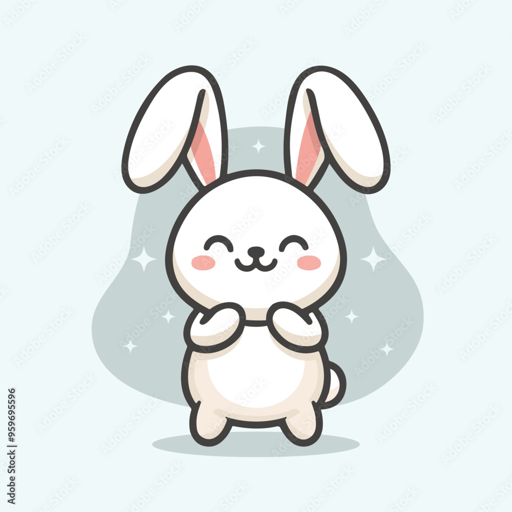 Kawaii bunny cartoon vector illustration in flat style Kawaii bunny cartoon vector illustration in flat style