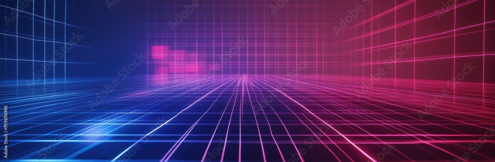 3D rendering of digital data center with glowing blue and green lights on dark background. Vector illustration. 3D rendering of digital data center with glowing blue and green lights on dark background. Vector illustration.