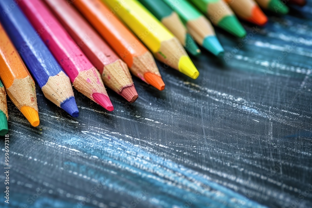 Colorful crayons on the blackboard, drawing. Back to school background. Colorful crayons on the blackboard, drawing. Back to school background.