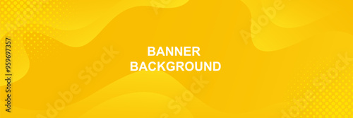 Bright yellow gradient fluid wave background with halftone, modern dynamic banner. Suitable for templates, sale banners, events, ads, web, pages and headers