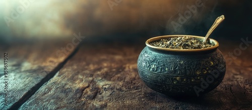 Yerba mate tea on a wooden ...