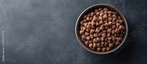From above a bowl of puppy ...