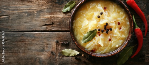 Sauerkraut soup in a bowl a...