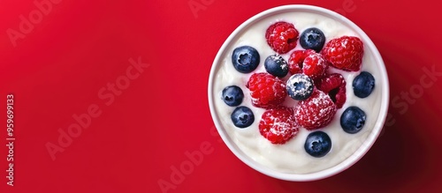 A bowl of yogurt topped wit...