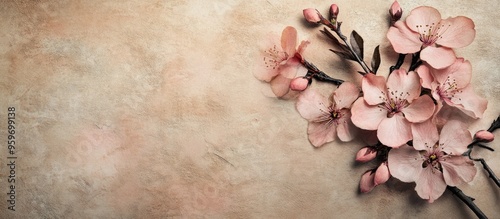 Spring peach blossoms on an...