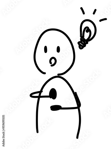 ひらめく人のゆるいイラスト