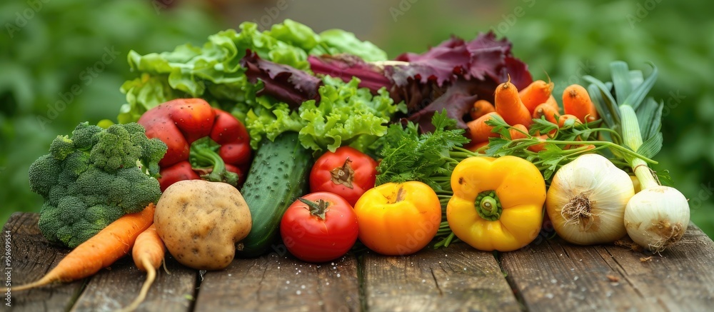 vegetables on a wooden table. with copy space image. Place for adding text or design vegetables on a wooden table. with copy space image. Place for adding text or design