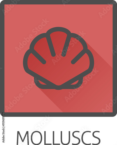 A seashell shell clam mollusc food stylised icon. Possibly an icon for the allergen or allergy or a seafood concept.