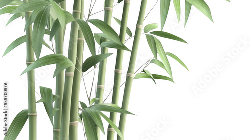 Green bamboo plants with lush leaves isolated transparent background