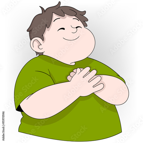 fat boy accepts and loves himself