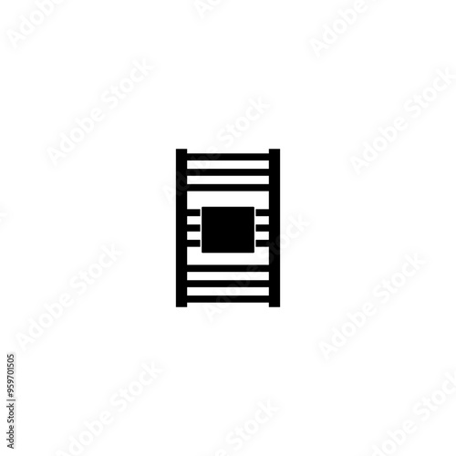 Bathroom central heating radiator icon isolated on white background