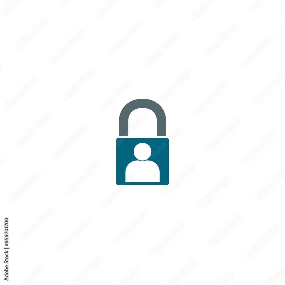 Security Human Lock Icon isolated on white background Security Human Lock Icon isolated on white background