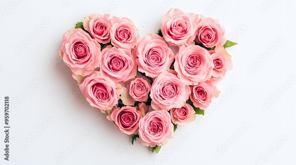 A heart-shaped arrangement of delicate pink roses, perfect for expressing love and affection. A heart-shaped arrangement of delicate pink roses, perfect for expressing love and affection.