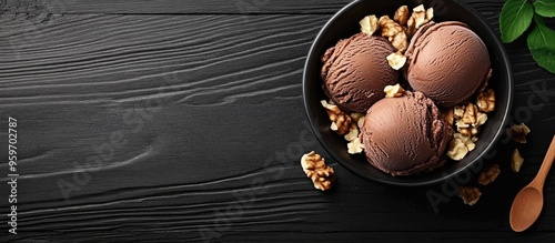 Chocolate ice cream with nu...