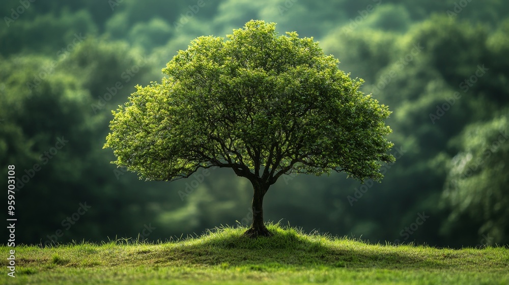 Fototapeta premium Solitary Tree in Green Field
