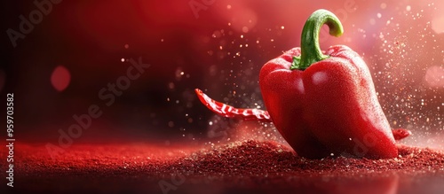 Fresh raw ripe red pepper w...