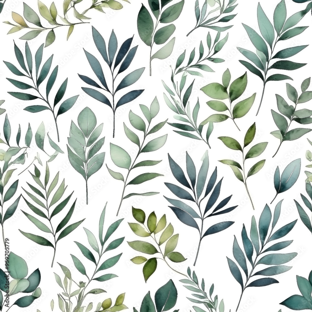 seamless Watercolor Pattern using botanical elements. seamless Watercolor Pattern using botanical elements.
