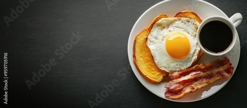 Breakfast featuring bacon a...