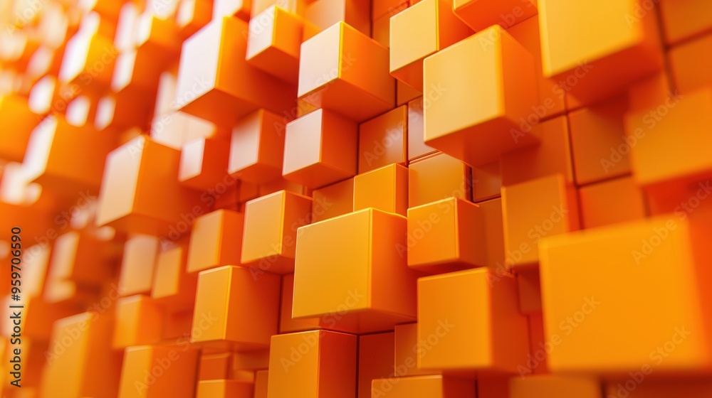 Modern 3D orange squares pattern, multi-layered with depth, sleek surfaces, cool-toned lighting. Abstract and Minimalistic Design Backgrounds Modern 3D orange squares pattern, multi-layered with depth, sleek surfaces, cool-toned lighting. Abstract and Minimalistic Design Backgrounds