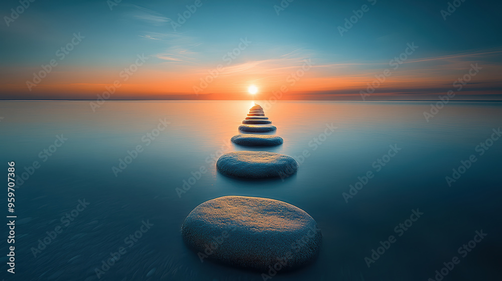 Endless Sea and Stone Path at Dawn Endless Sea and Stone Path at Dawn