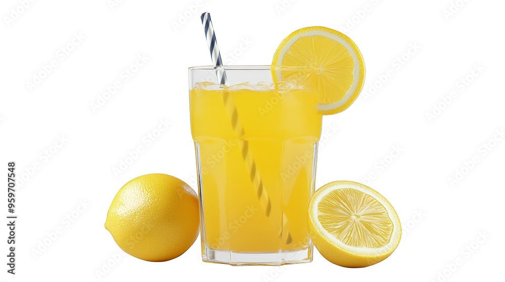 Refreshing Lemonade with Lemon Slices and Straw Refreshing Lemonade with Lemon Slices and Straw