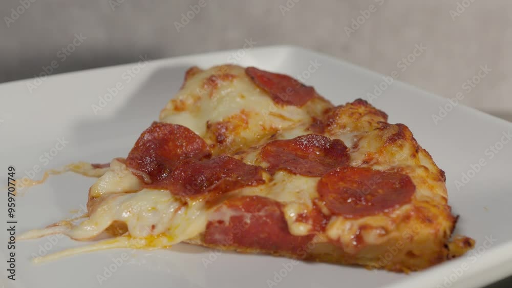 In an indoor setting, pizza slices on a plate showcase a blend of melty cheese, tangy tomato sauce, and a golden crust. The inviting presentation makes this scene ideal for any food-related content. In an indoor setting, pizza slices on a plate showcase a blend of melty cheese, tangy tomato sauce, and a golden crust. The inviting presentation makes this scene ideal for any food-related content.