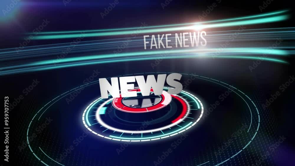 Fake news animation over digital circles and lines Fake news animation over digital circles and lines