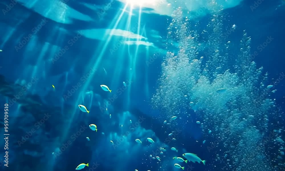 Sunlight and Bubbles Underwater
