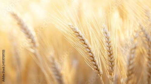 Golden Waves in Sunlit Field, a serene landscape depicting golden wheat gently swaying in a vibrant field under warm sunlight, evoking tranquility and abundance.