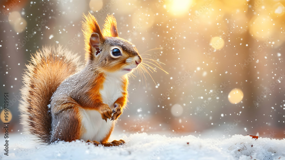 Adorable Red Squirrel in Winter Wonderland Adorable Red Squirrel in Winter Wonderland