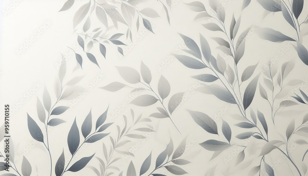 Subtle gray leaf pattern on a white background. Perfect for minimalist design, wallpaper, or website background. Subtle gray leaf pattern on a white background. Perfect for minimalist design, wallpaper, or website background.