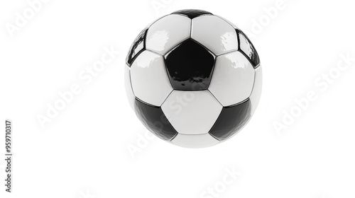 Classic black and white soccer ball isolated transparent background