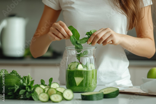 woman preparing a healthy smoothy