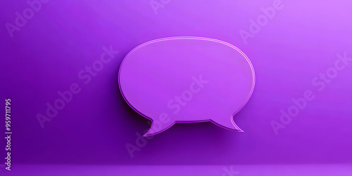 Colorful purple background with empty speech bubble and copy space for text, highlighting communication, talking, and speaking concepts ideally.