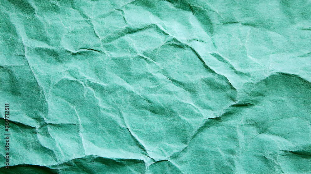 Obraz premium Green Crumpled Paper Texture Background