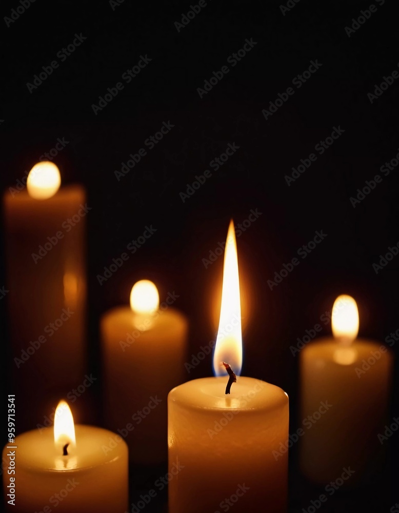 Soft light from flickering candles illuminates tranquil scene, inviting calming ambiance. Expression of regret, eternal memory and mourning. Religious ritual cult. Moments of reflection serenity. AI Soft light from flickering candles illuminates tranquil scene, inviting calming ambiance. Expression of regret, eternal memory and mourning. Religious ritual cult. Moments of reflection serenity. AI