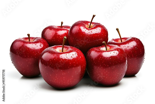 Pile of red apples on white background, vegetarian food