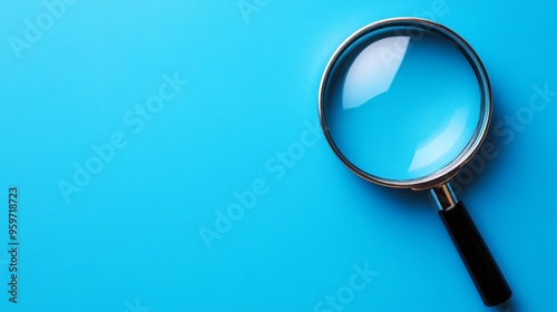 Magnifying Glass on Blue Background