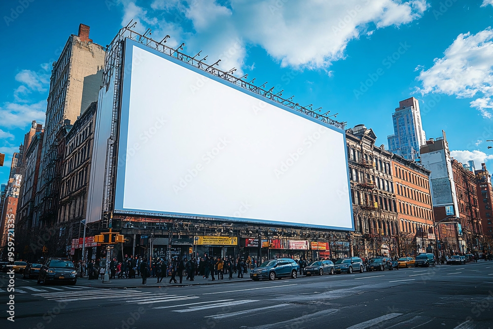 Obraz premium An empty billboard in an urban setting, suitable for advertising and promotions.