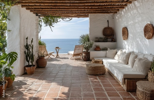 Beautiful house with sofa set. Created with Ai