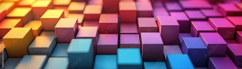 Geometric 3D multicolor squares, arranged in a seamless grid, high contrast, soft depth of field. Abstract and Minimalistic Design Backgrounds Geometric 3D multicolor squares, arranged in a seamless grid, high contrast, soft depth of field. Abstract and Minimalistic Design Backgrounds
