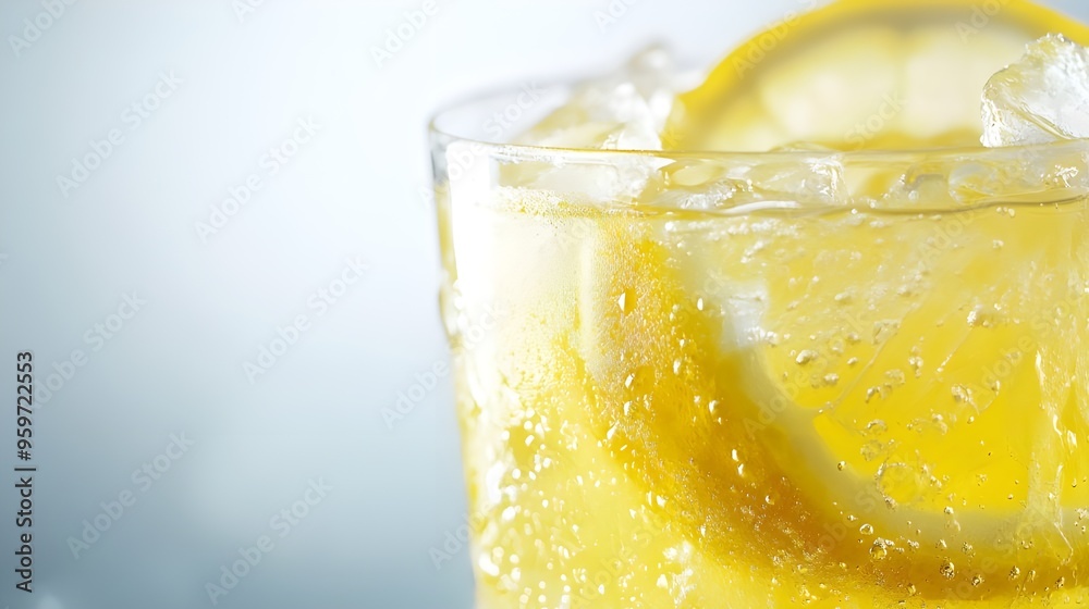 Close Up Of Refreshing Lemon Drink With Ice. Close Up Of Refreshing Lemon Drink With Ice.
