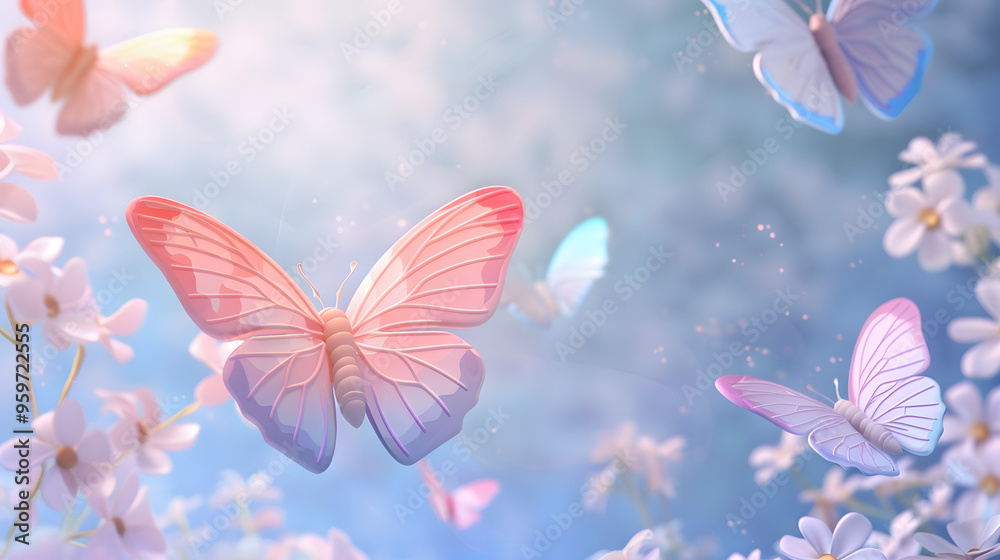 Butterflies Spring Element Icon 3D Cartoon Butterflies Spring Element Icon 3D Cartoon