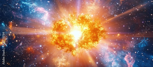 Artwork of a supernova explosion in a 3D cartoon rendering style