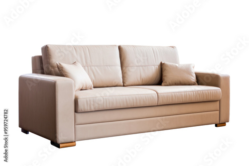 A versatile 3-seater sofa that converts into a sleeper bed, perfect for small spaces or occasional guests. Isolated on white background