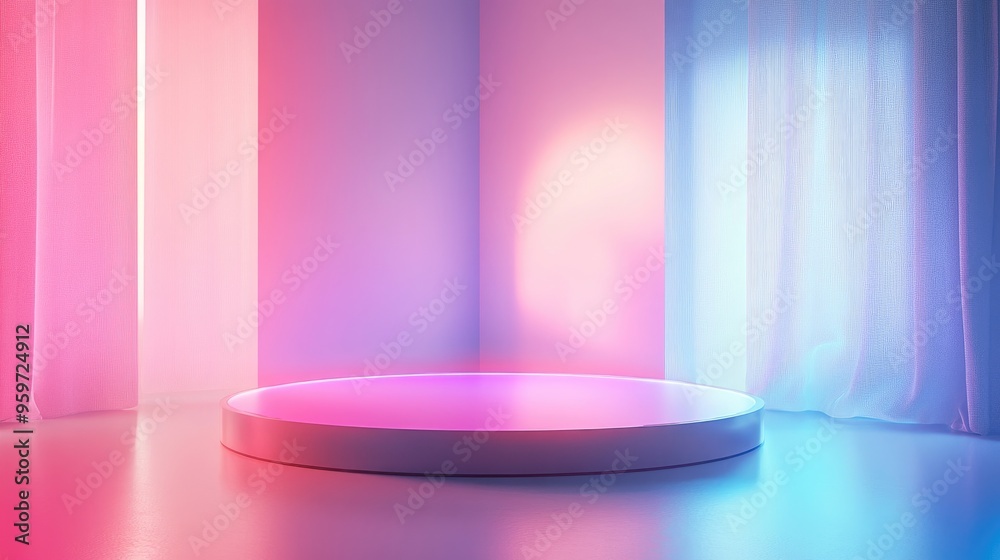 Holographic podium platform for product display 3D render Holographic podium platform for product display 3D render