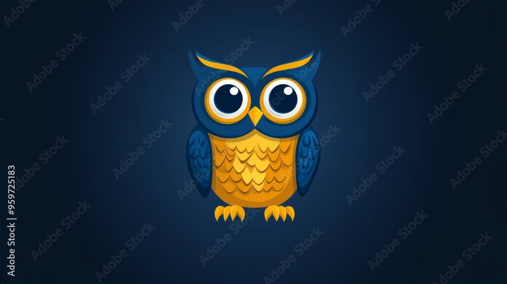 Naklejka premium Colorful Illustrated Owl on Dark Background