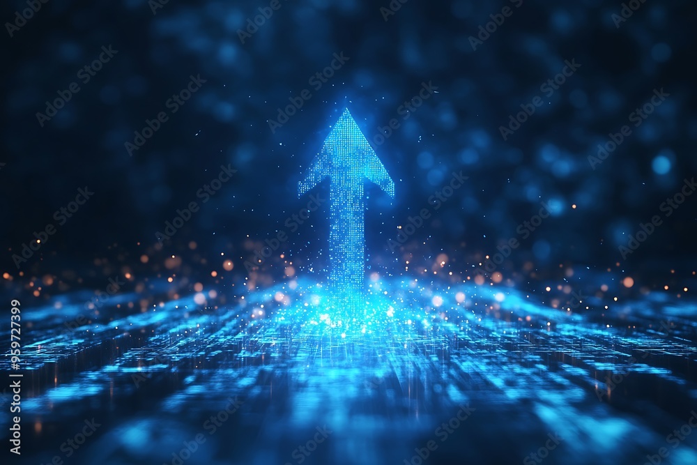 Digital Upward Arrow: A symbol of growth, advancement and progress Digital Upward Arrow: A symbol of growth, advancement and progress