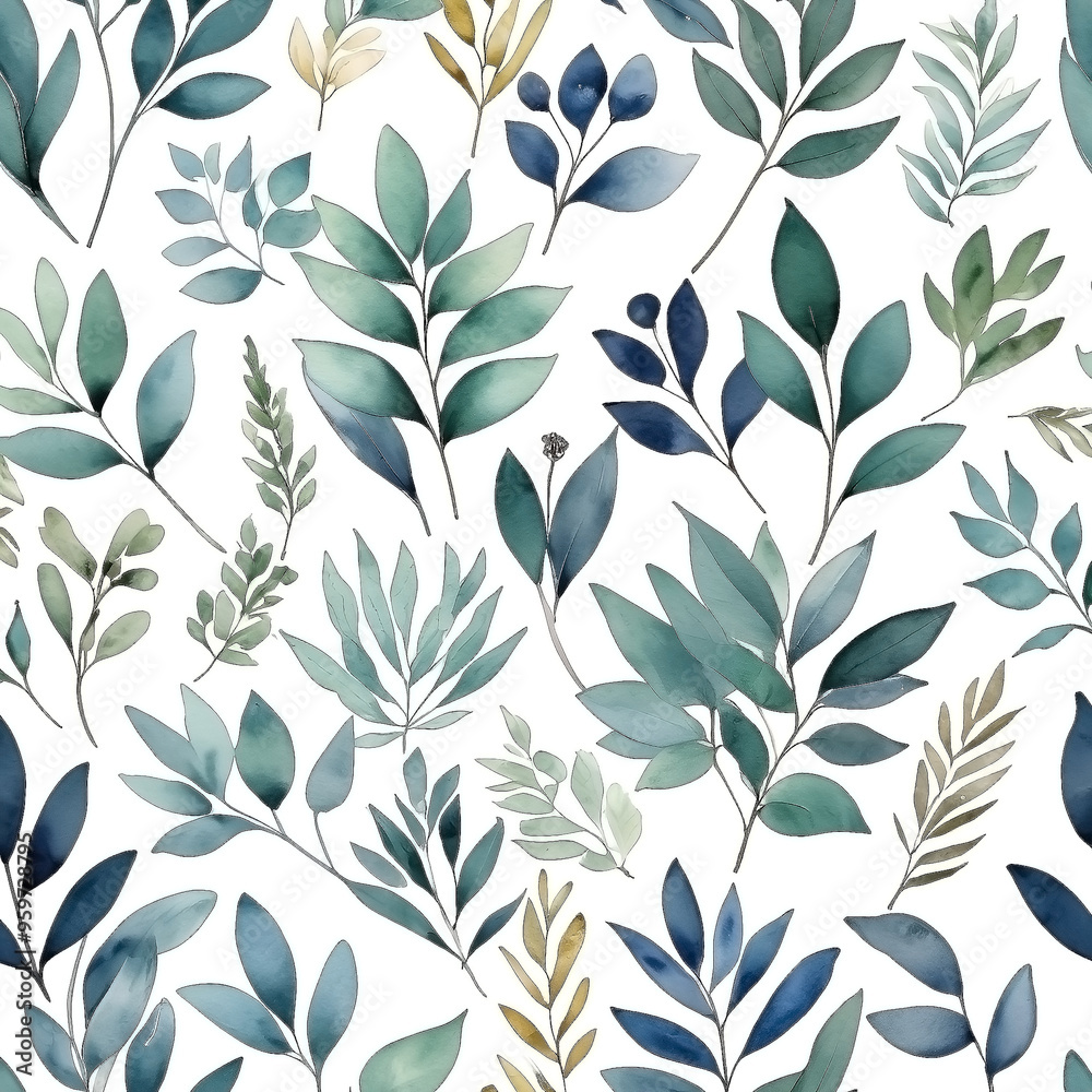 seamless Watercolor Pattern using botanical elements. seamless Watercolor Pattern using botanical elements.