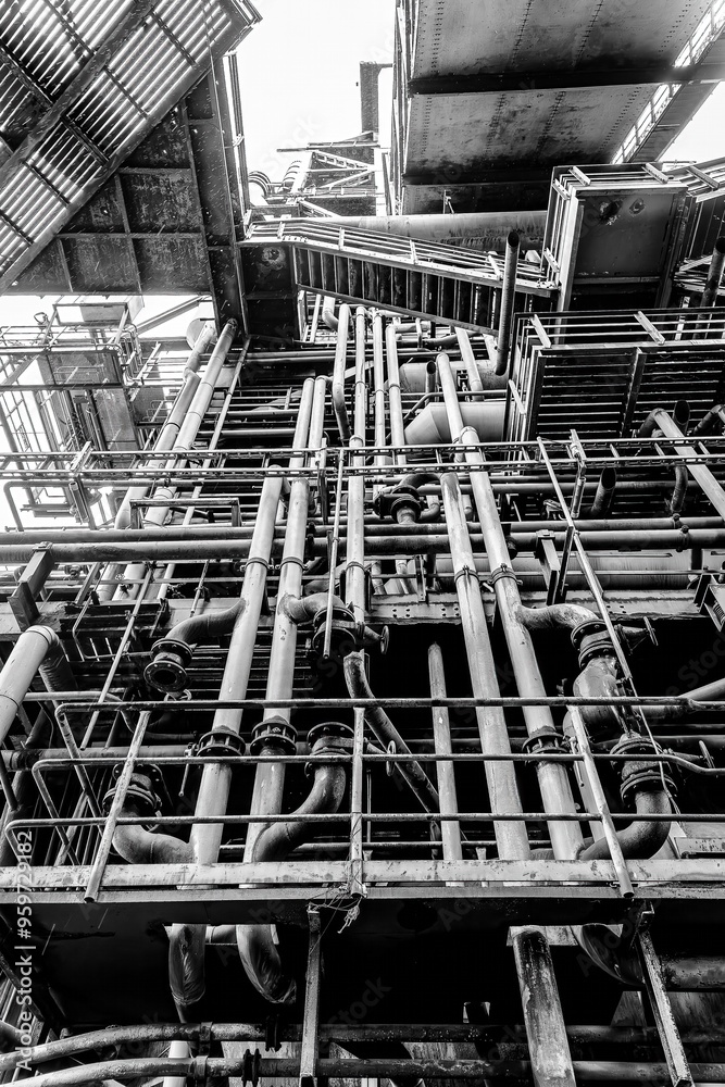 old pipe distribution systems to a blast furnace in a disused industry